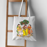 Doljatra – 100% Cotton, Handmade, Bengali Pattachitra Tote Bag with Zip